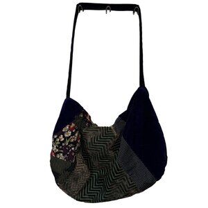 Koos Of Course Patchwork Velvet & Fabric Shoulder Bag Vintage Boho hobo shoulder